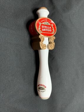 Stella Artois Beer Tap Handle White Red Gold Anno 1366 Belgium 8.25 Inch